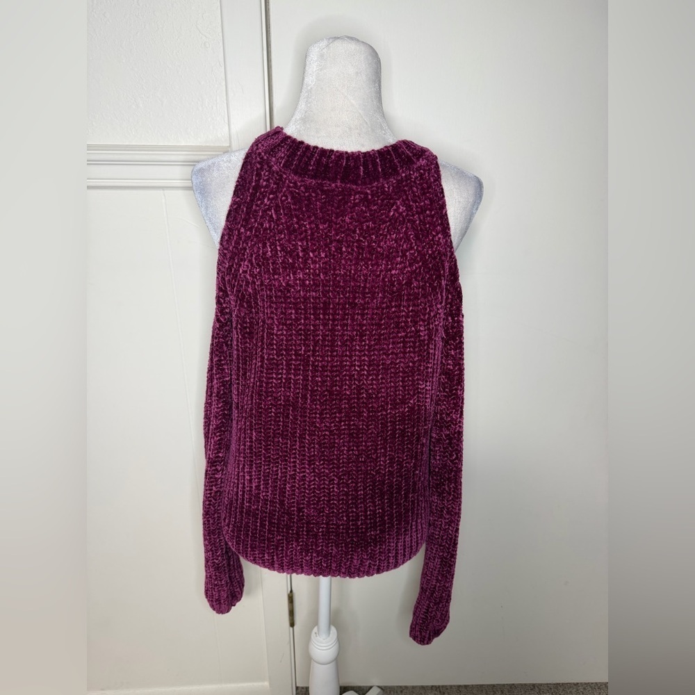 Boston Proper Chenille Cold Shoulder Purple Sweater size S - Picture 4 of 8